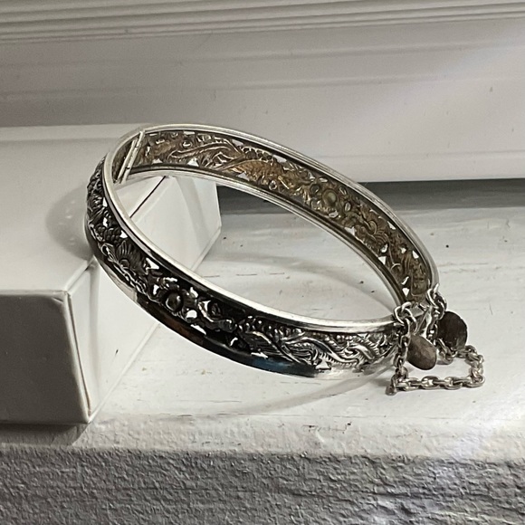 Fine luxurious 95% to 100% purest of antique silver bracelet. Genuine 1950s-60s - Picture 3 of 5